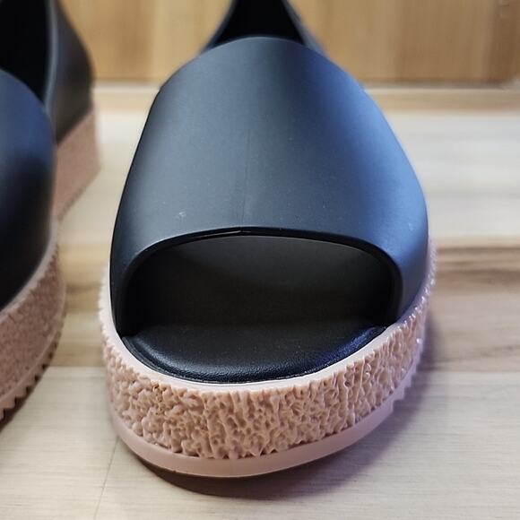 MELISSA SHOES PUZZLE BLACK OPEN-TOE SLIP ON PLATFORM LOAFERS SIZE 40 SCENTED - Picture 4 of 16